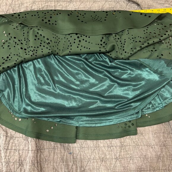 Green Unique Flare Micro Mini A-Line Skirt Satin Lining USA M - Picture 2 of 3